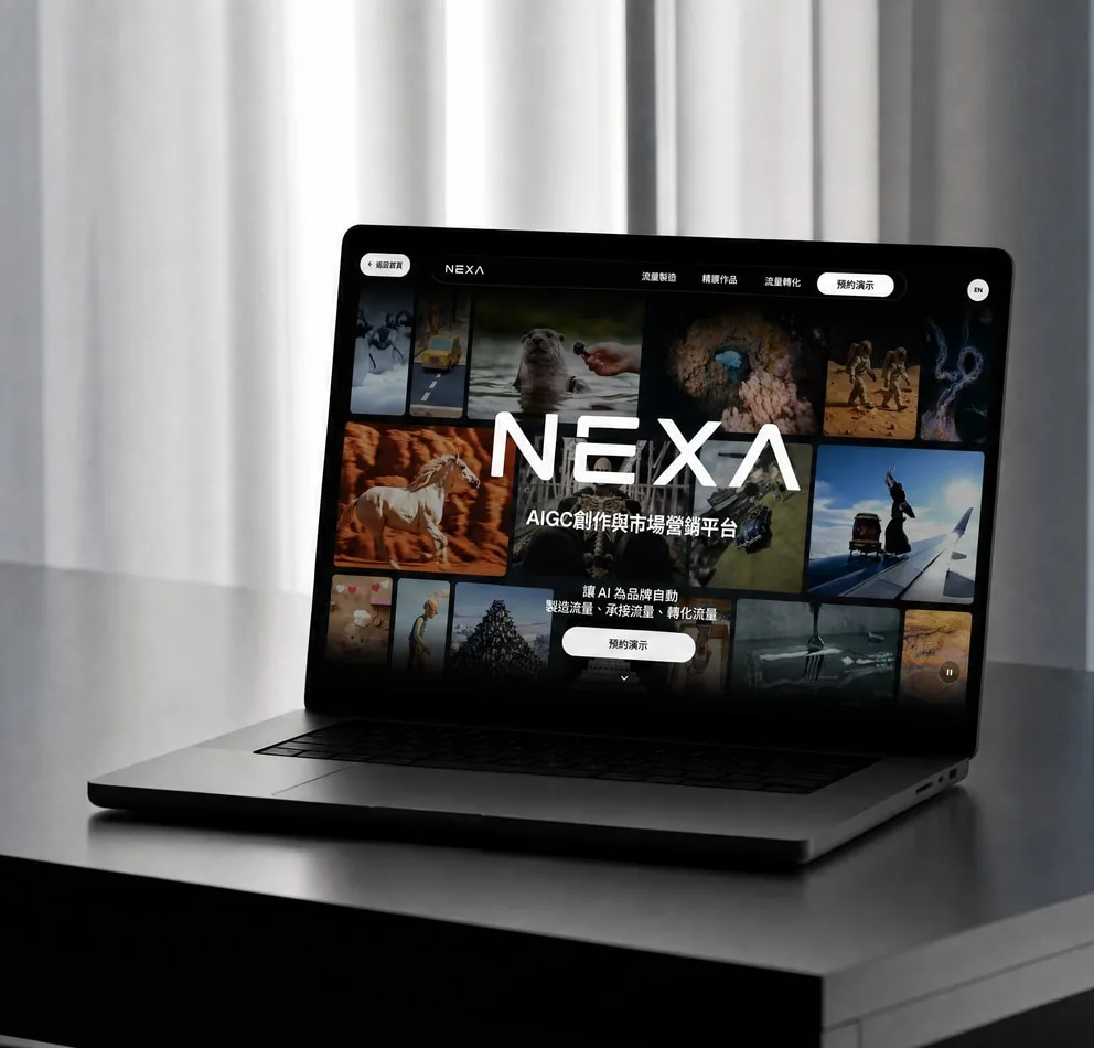 Q-Products laptop website mockup